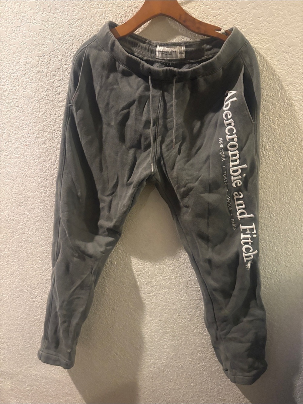 Abercrombie & Fitch Charcoal Gray Logo Joggers -
